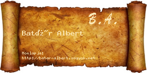 Batár Albert névjegykártya